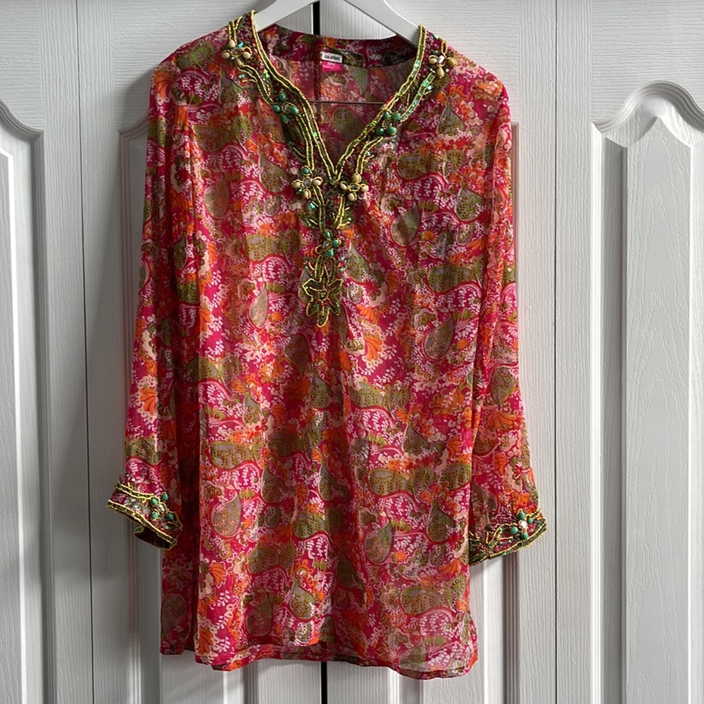 ☀️🏝️Raj India Silk Jewelled Beach Cover Medium